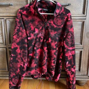 Bebe red and black draw string fleece sweater Sz XL